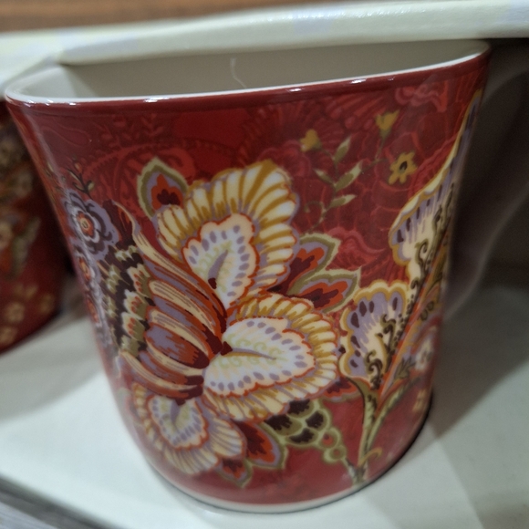 New Set of 2 Floral Coffee Mugs by 222 Fifth: Burgundy Red - Picture 6 of 6
